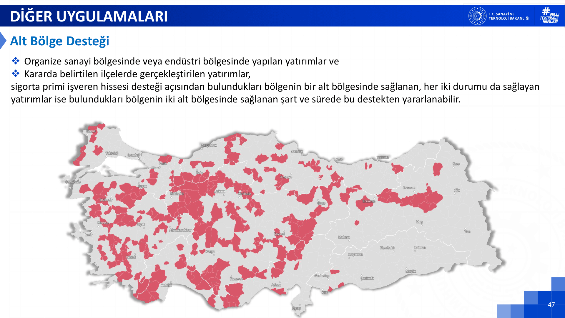 Alt bölge desteği açıklaması