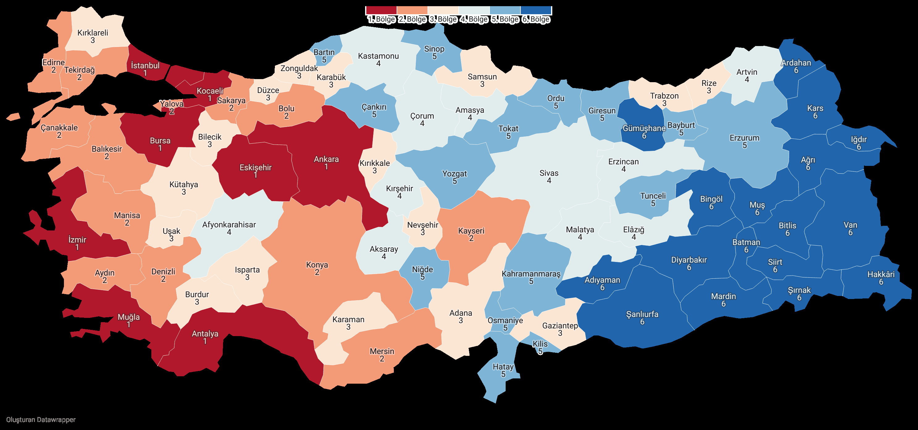 Türkiye yatırım teşvik bölgeleri haritası
